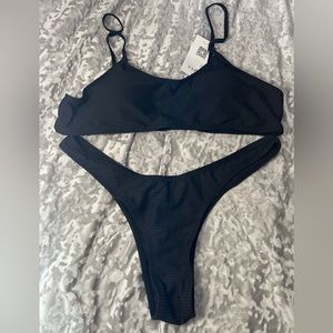 Brand new Ribbed Bralette Cheeky Bikini Set - Black 2xl